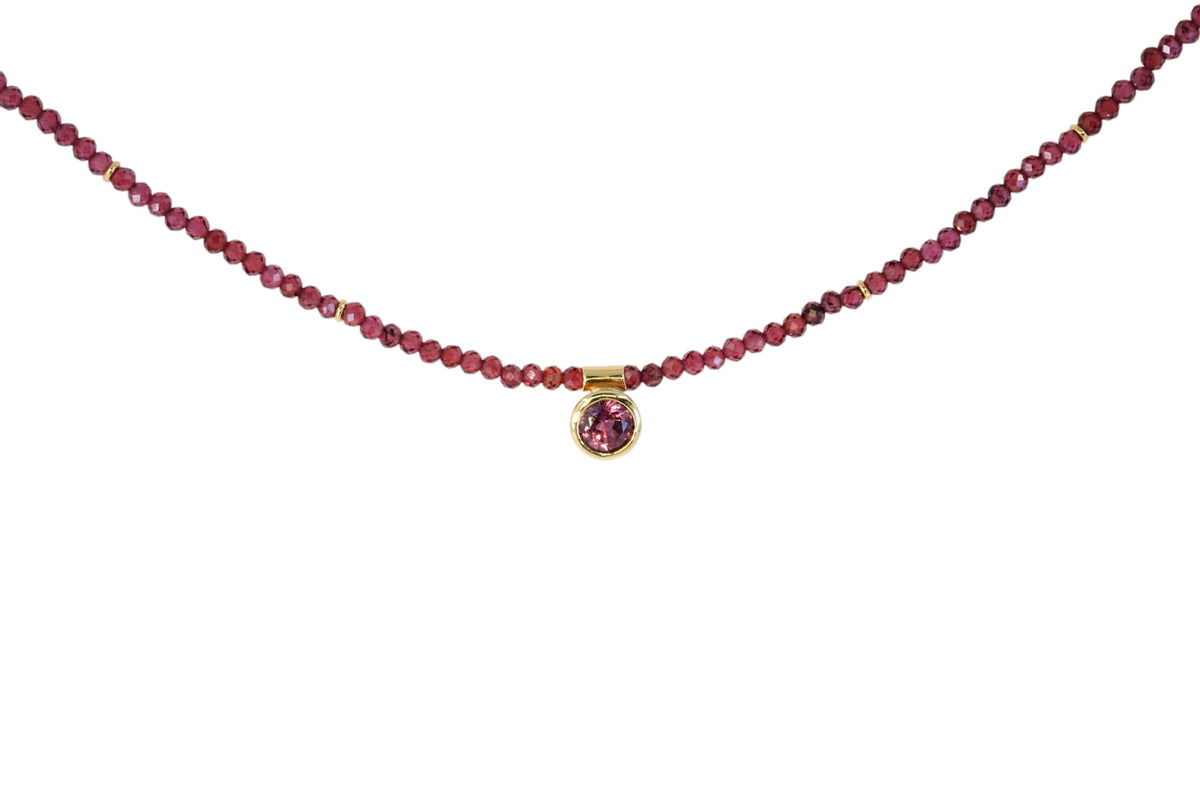 Burgundy Sapphire & Rhodolite Garnet Bead Necklace