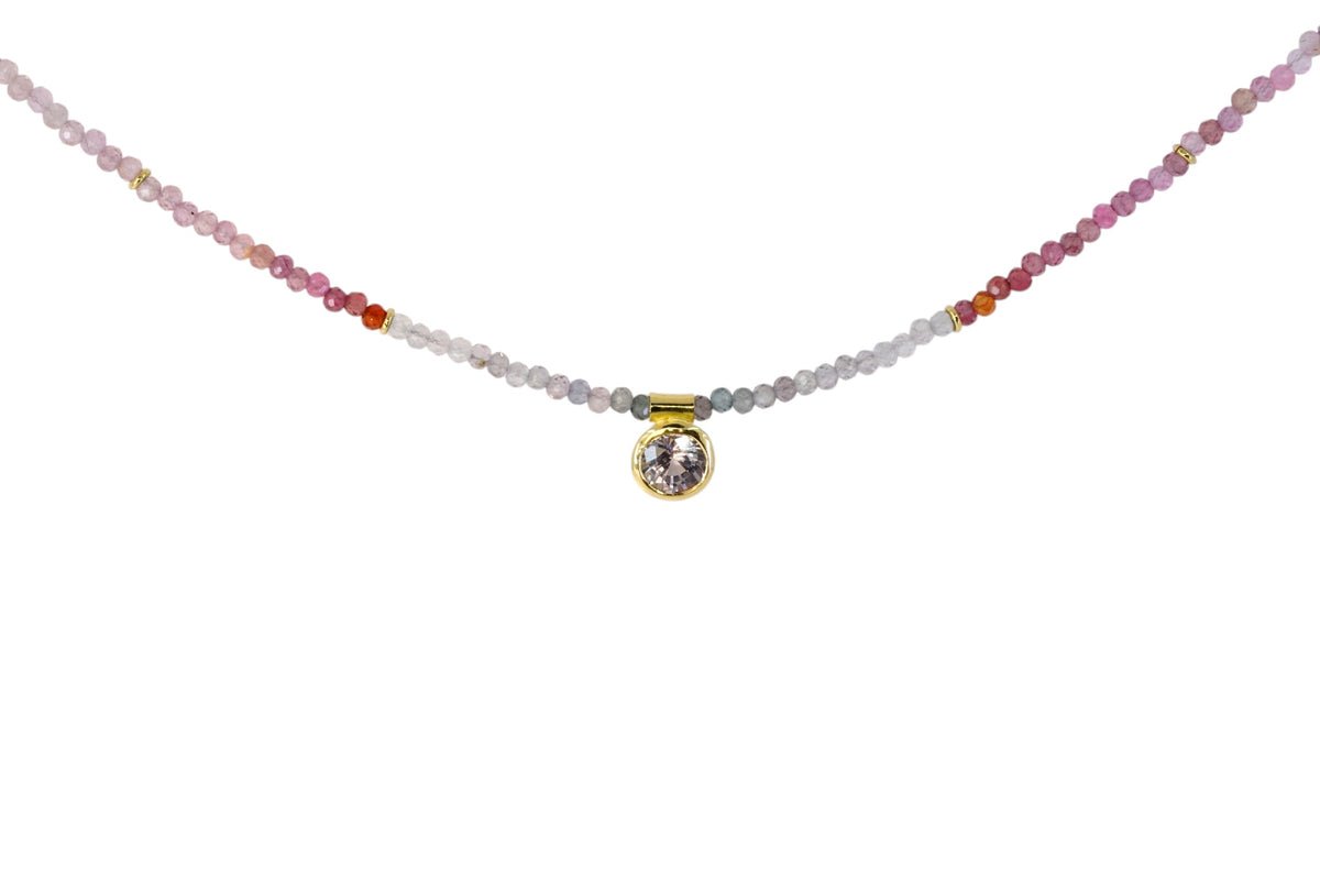 Lilac Sapphire & Pink Sapphire Bead Necklace