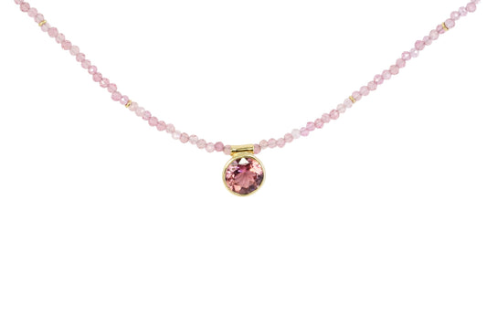 Pink Tourmaline Bead Necklace