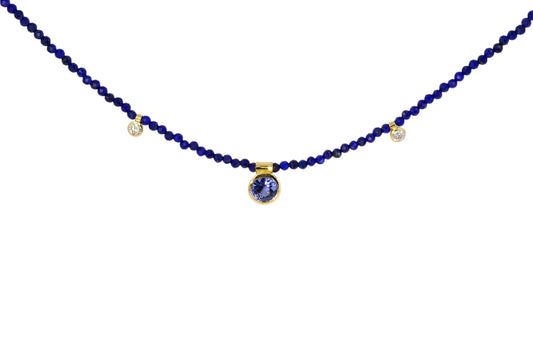 Blue Sapphire & Lapis Lazuli Bead Necklace