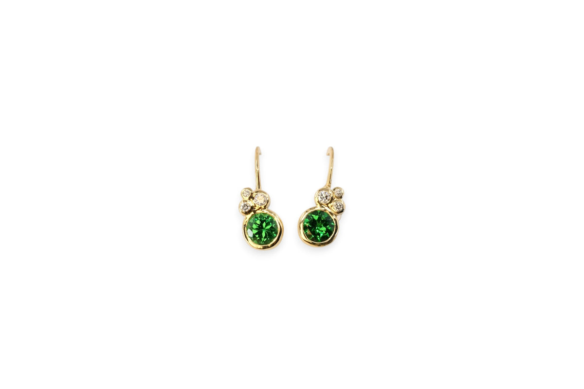 Tsavorite Garnet & Diamond Drop Earrings | Libby Rak Jewellery