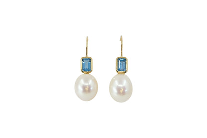 Aquamarine & Pearl Drop Earrings | Libby Rak Jewellery