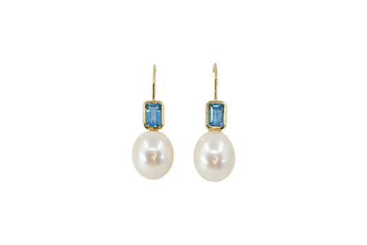 Aquamarine & Pearl Drop Earrings | Libby Rak Jewellery