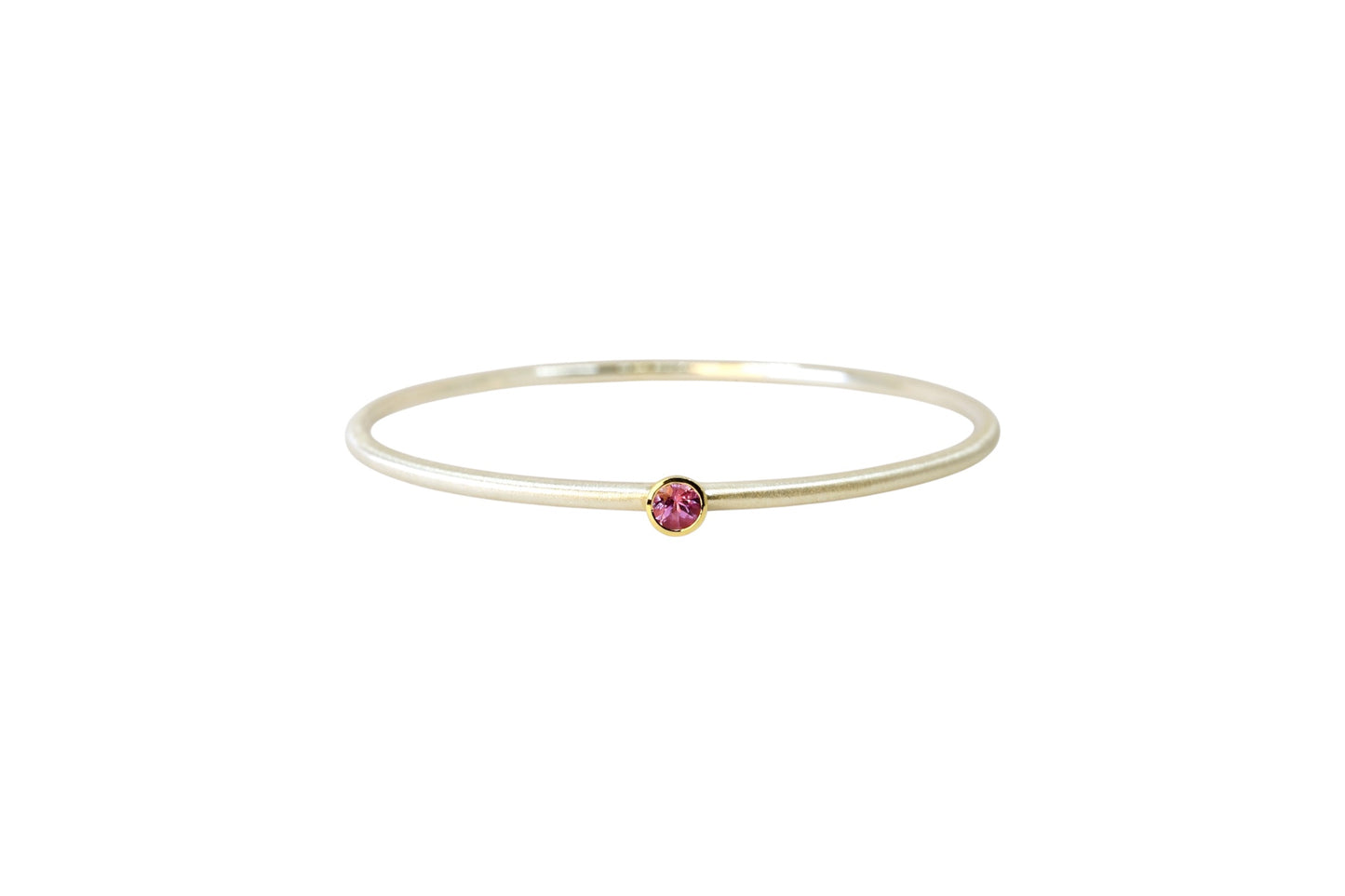 Pink Tourmaline Silver Bangle