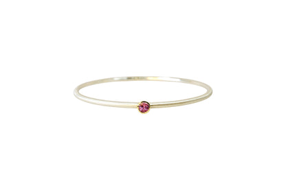 Pink Tourmaline Silver Bangle