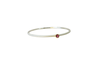 Pink Tourmaline Silver Bangle