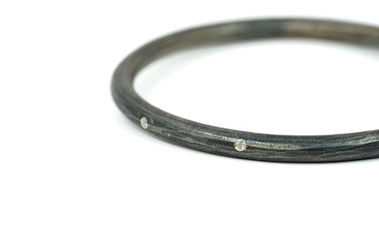 Chunky Diamond and Black Silver Bangle