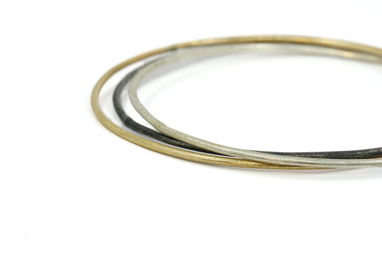 Triple Linked Silver and 9ct Gold Bangle