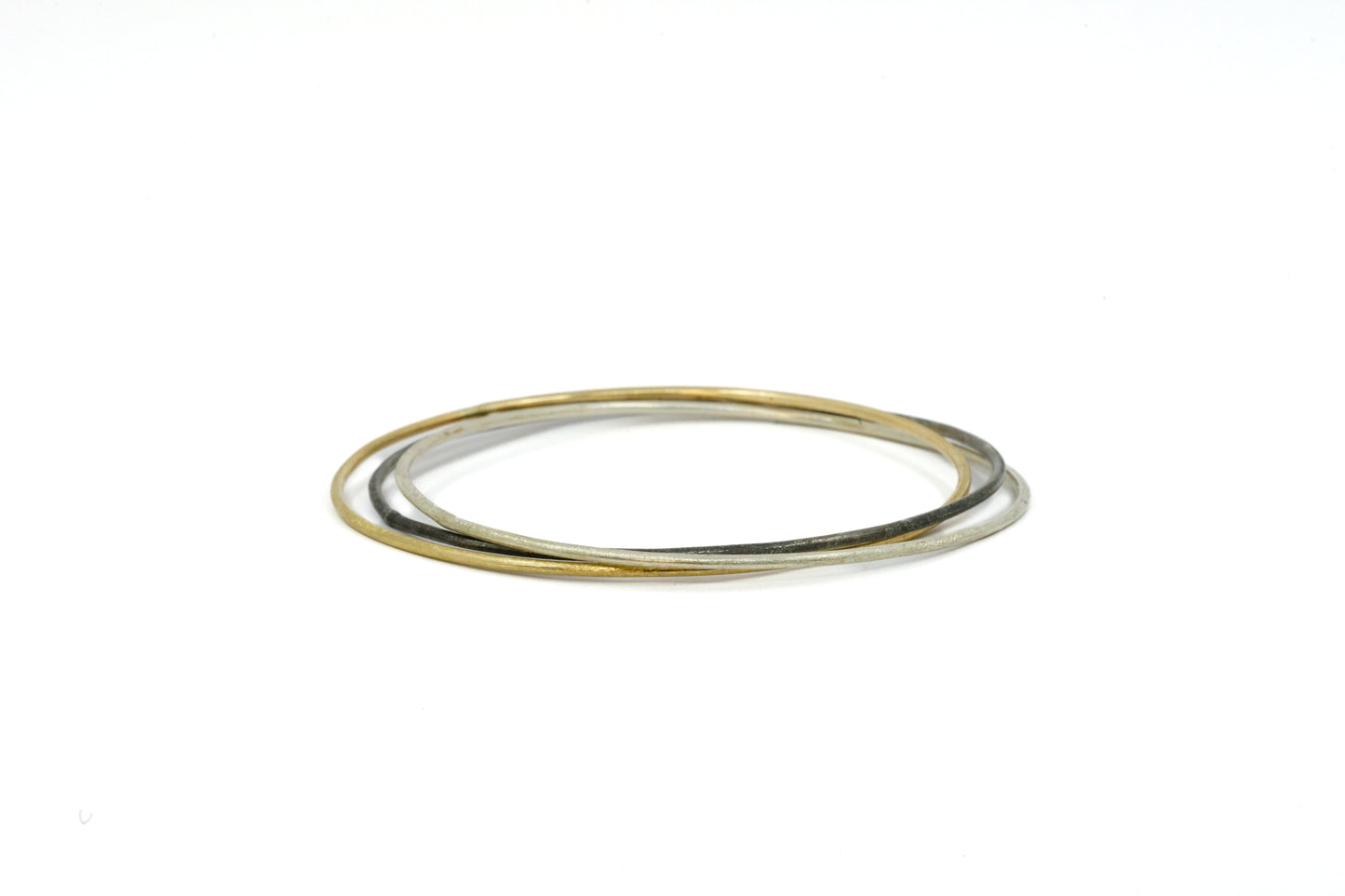 Triple Linked Silver and 9ct Gold Bangle