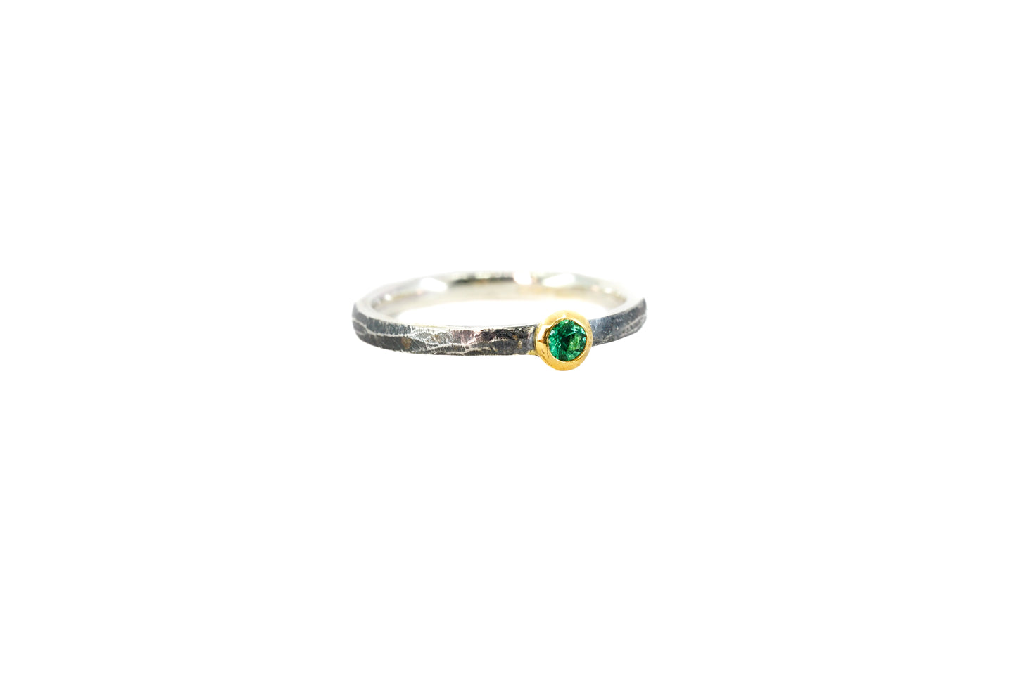 Emerald Stacking Blackened Ring