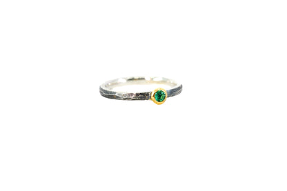 Emerald Stacking Blackened Ring