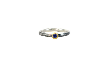 Sapphire Stacking Blackened Ring