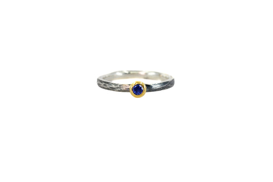 Sapphire Stacking Blackened Ring