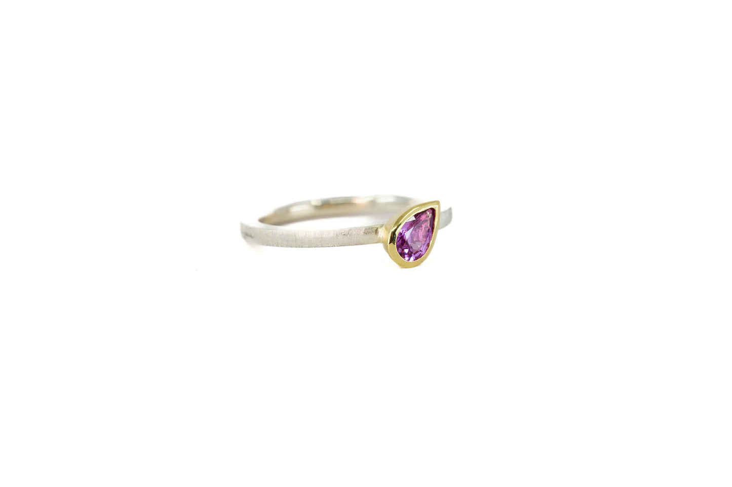 Pear Cut Pink Sapphire Stacking Ring