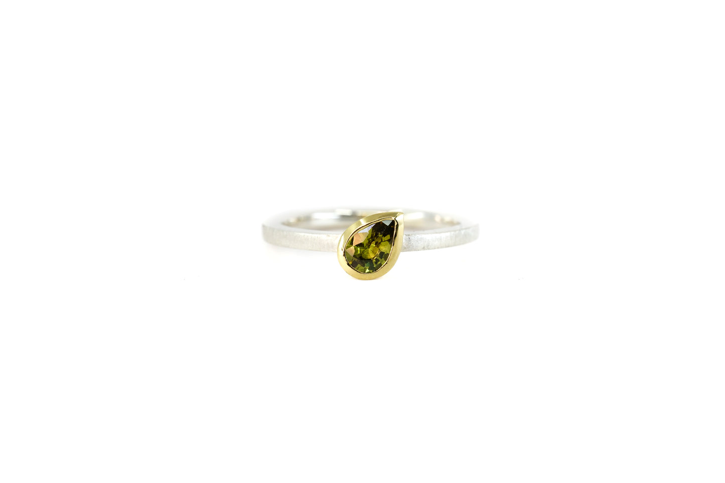 Pear Cut Green Sapphire Stacking Ring