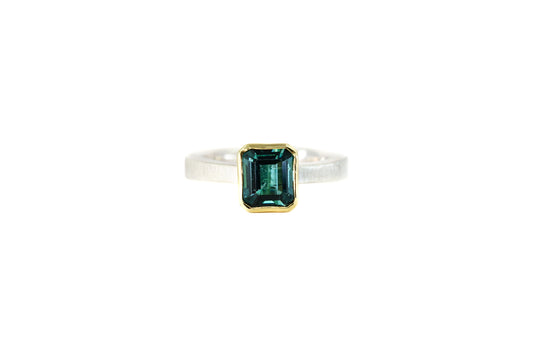 Teal Tourmaline Tapered Ring