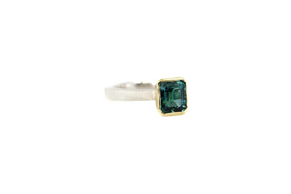 Teal Tourmaline Tapered Ring