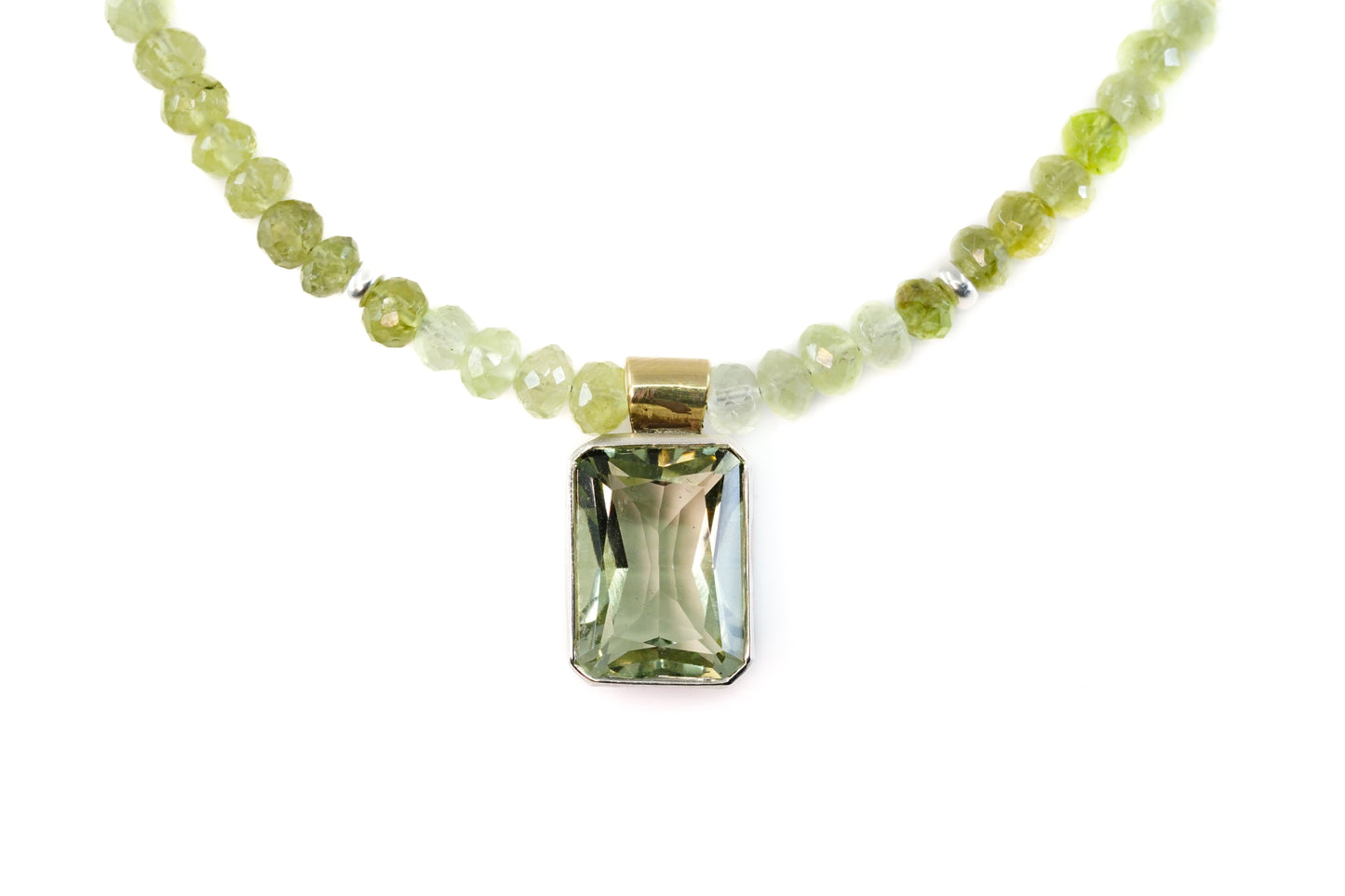 Green Quartz and Garnet Necklace