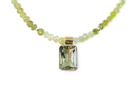 Green Quartz and Garnet Necklace