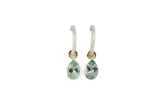 Pear Cut Aquamarine Charm Hoops