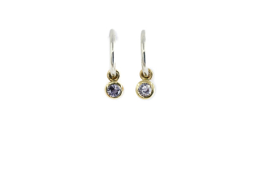 Lilac Sapphire  Charm Hoops