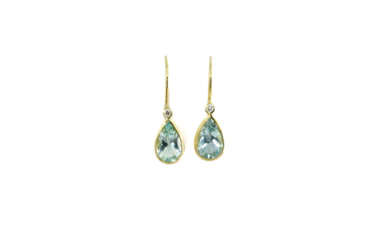 Aquamarine and Diamond Drop Earrings