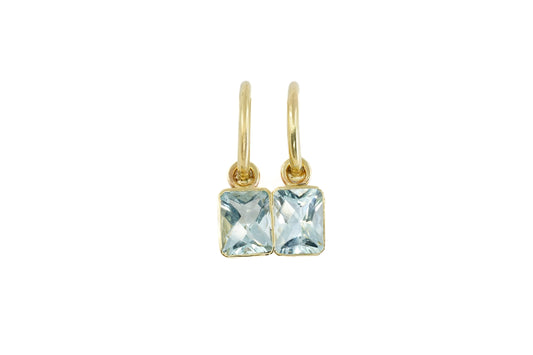 Radiant Cut Aquamarine Charm Hoops