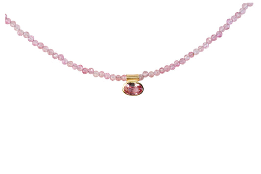 Pink Sapphire and Morganite Beaded Necklace