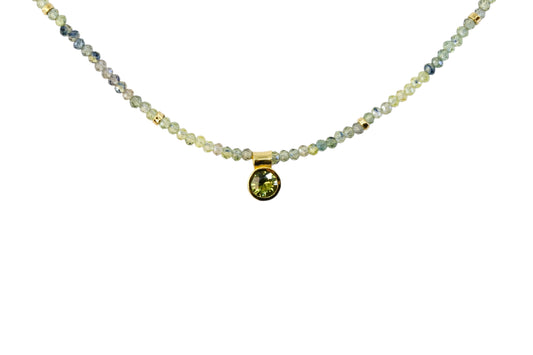Green sapphire beaded necklace