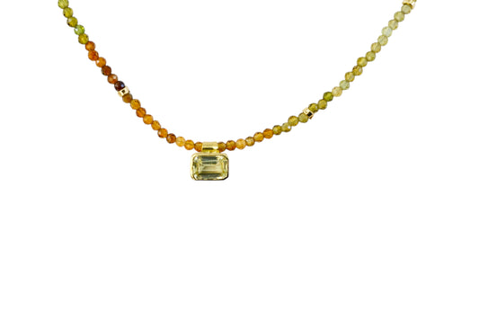 Yellow Sapphire and Tourmaline Bead Necklace