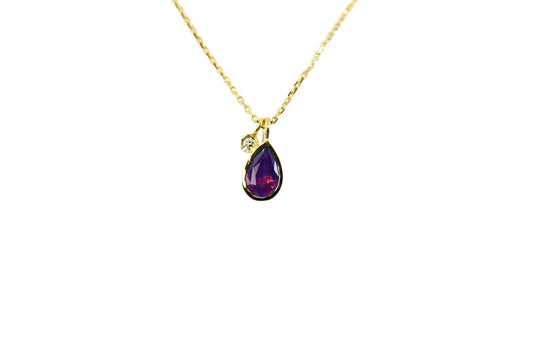 Purple Unicorn Sapphire and Diamond Charm Necklace