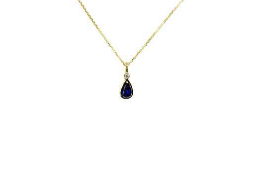 Pear cut Sapphire and Diamond Pendant