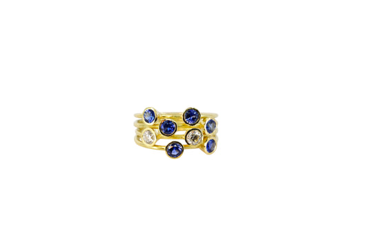 Sapphire and Diamond Jazz Ring