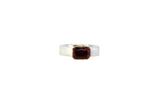 Emerald Cut Garnet Ring