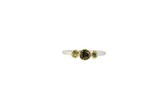 Green Sapphire Trilogy Ring