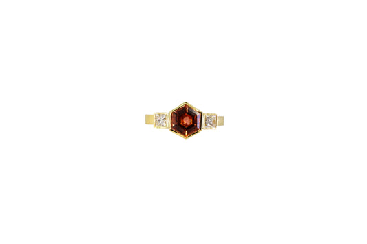 Hexagonal Tourmaline and Diamond Ring