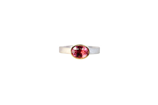 Oval Bright Pink Tourmaline Ring