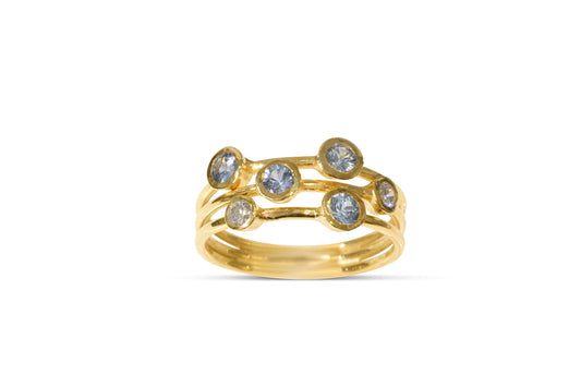 Pale Blue Sapphire and Diamond Jazz Ring