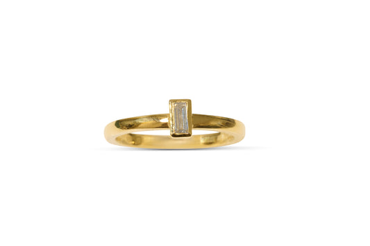 Baguette Cut Diamond and Gold Ring