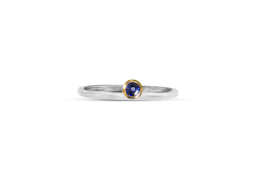 Round Cut Blue Sapphire Ring