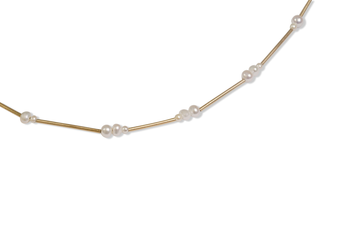Pearl and Gold Tube Necklace