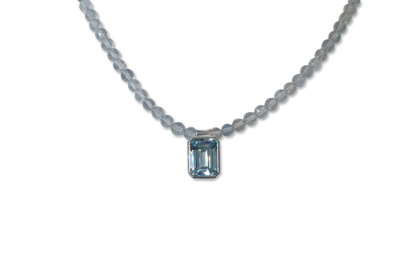 Blue Beaded Aquamarine and Topaz Necklace