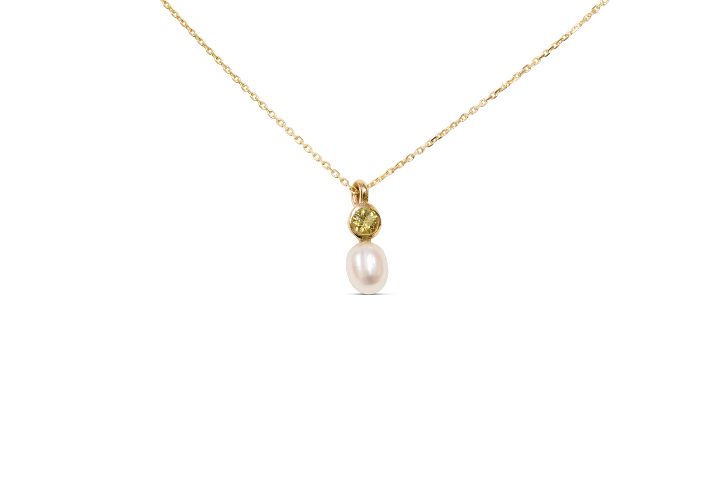 Yellow Sapphire and Pearl Pendant