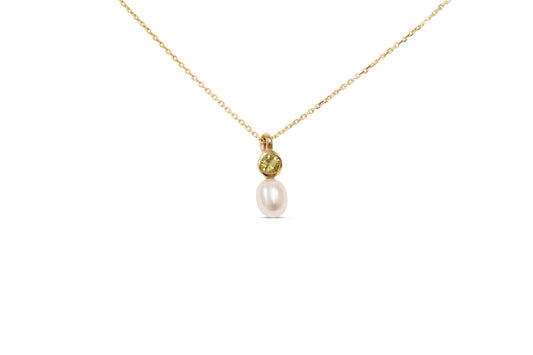 Yellow Sapphire and Pearl Pendant