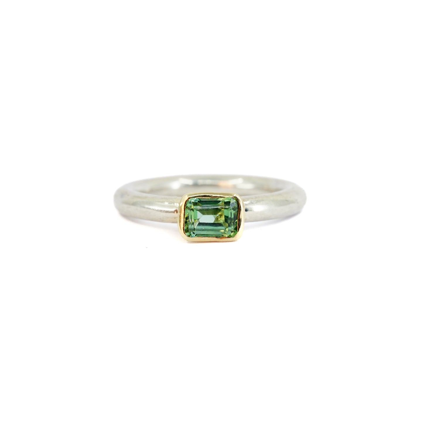 Emerald Cut Green Tourmaline Ring