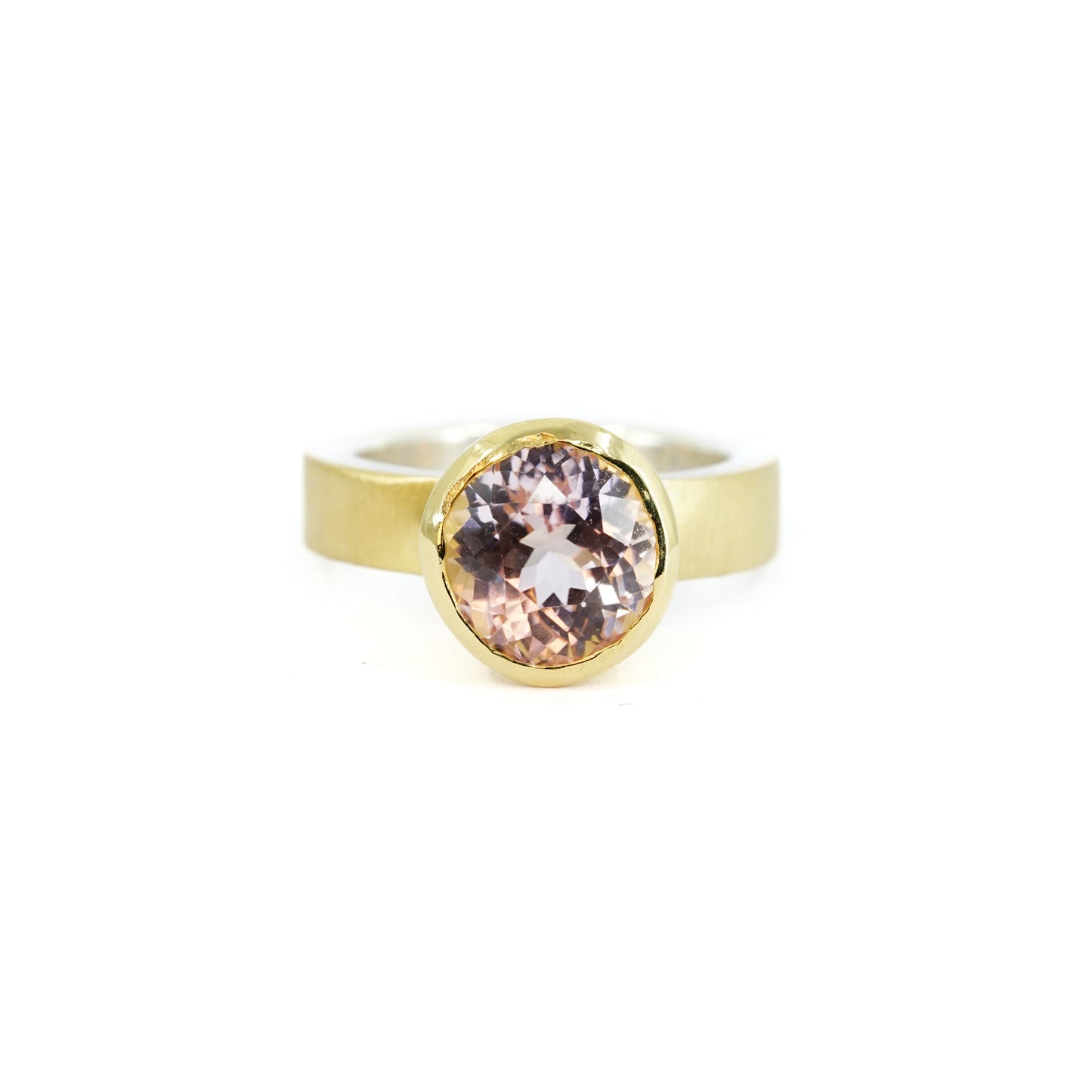 Large Kunzite Ring with Gold Overlay