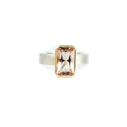 Emerald Cut Morganite Ring