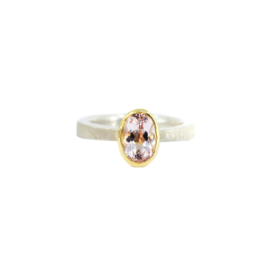 Morganite Ring with Tapered Band