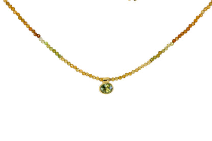 Green Sapphire with Earthy Tourmaline Bead Necklace