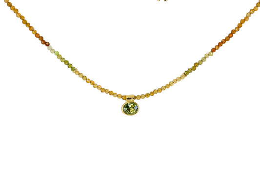 Green Sapphire with Earthy Tourmaline Bead Necklace